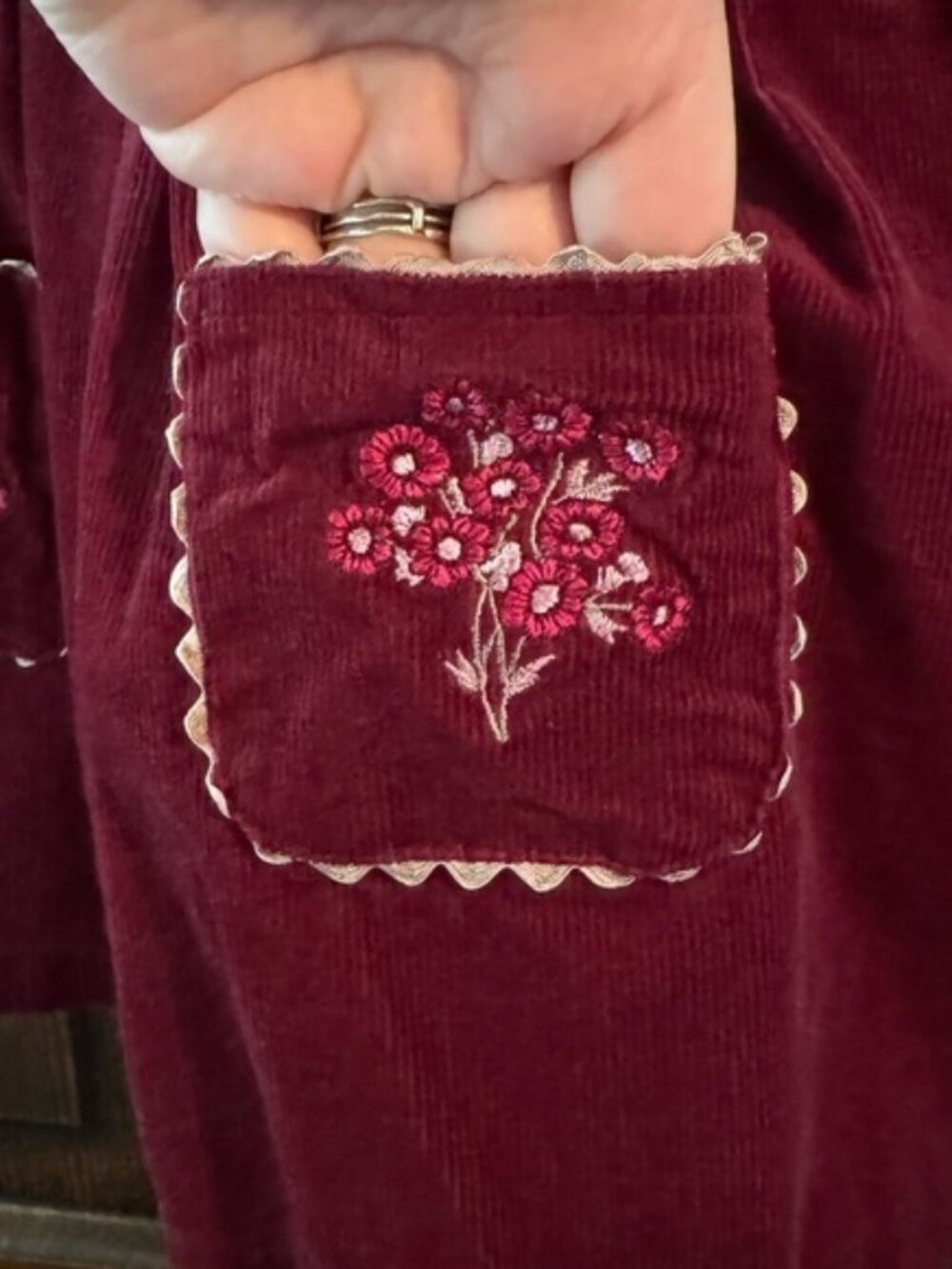 Vintage Little Bitty Jumper Dress Size 2T Corduroy Burgundy with Pockets